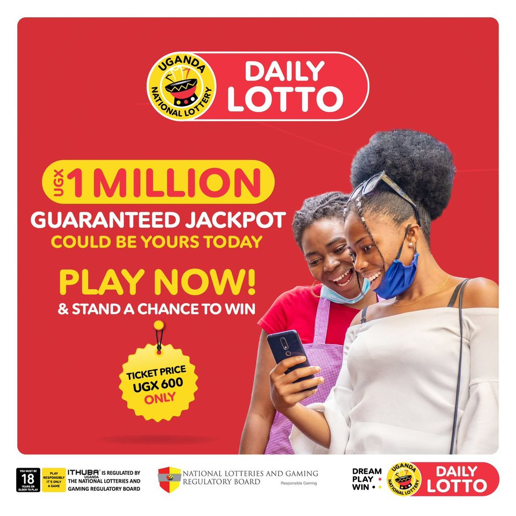 Zannya #DAILYLOTTO buli lunaku ofune omukisa okuwangula akakadde akamu olwaleero. 
Gula tiketi ku maduuka agakkirizibwa mu mateeka oba kyalira omutimbagano gwa bit.ly/46e5yh6  oba nnyiga 252# (the lifestyle)

Tiketi zikoma okutundibwa ku 8:30pm 

#UgandaNationalLottery