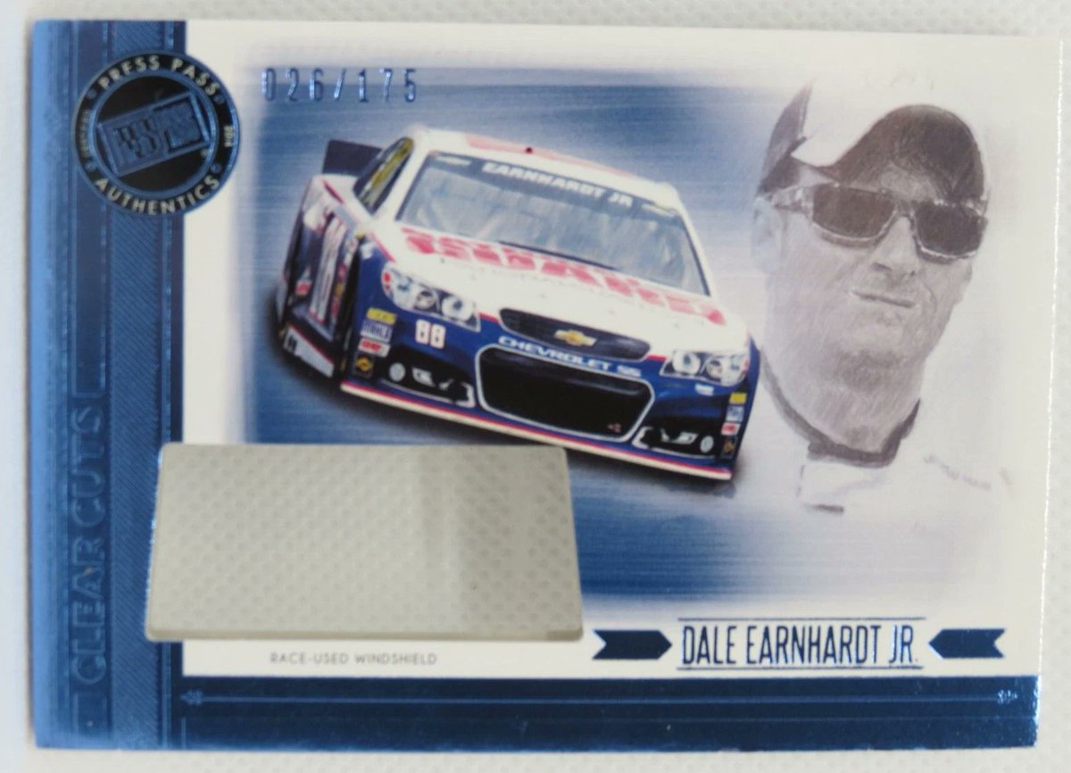 Today in #NASCAR History (8/3/14) Dale Earnhardt Jr won the 2014 GoBowling .com 400 race held at Pocono Raceway, Long Pond, PA | Trading Card: 2014 Press Pass Total Memorabilia Clear Cuts #ccu-dej (Windshield).