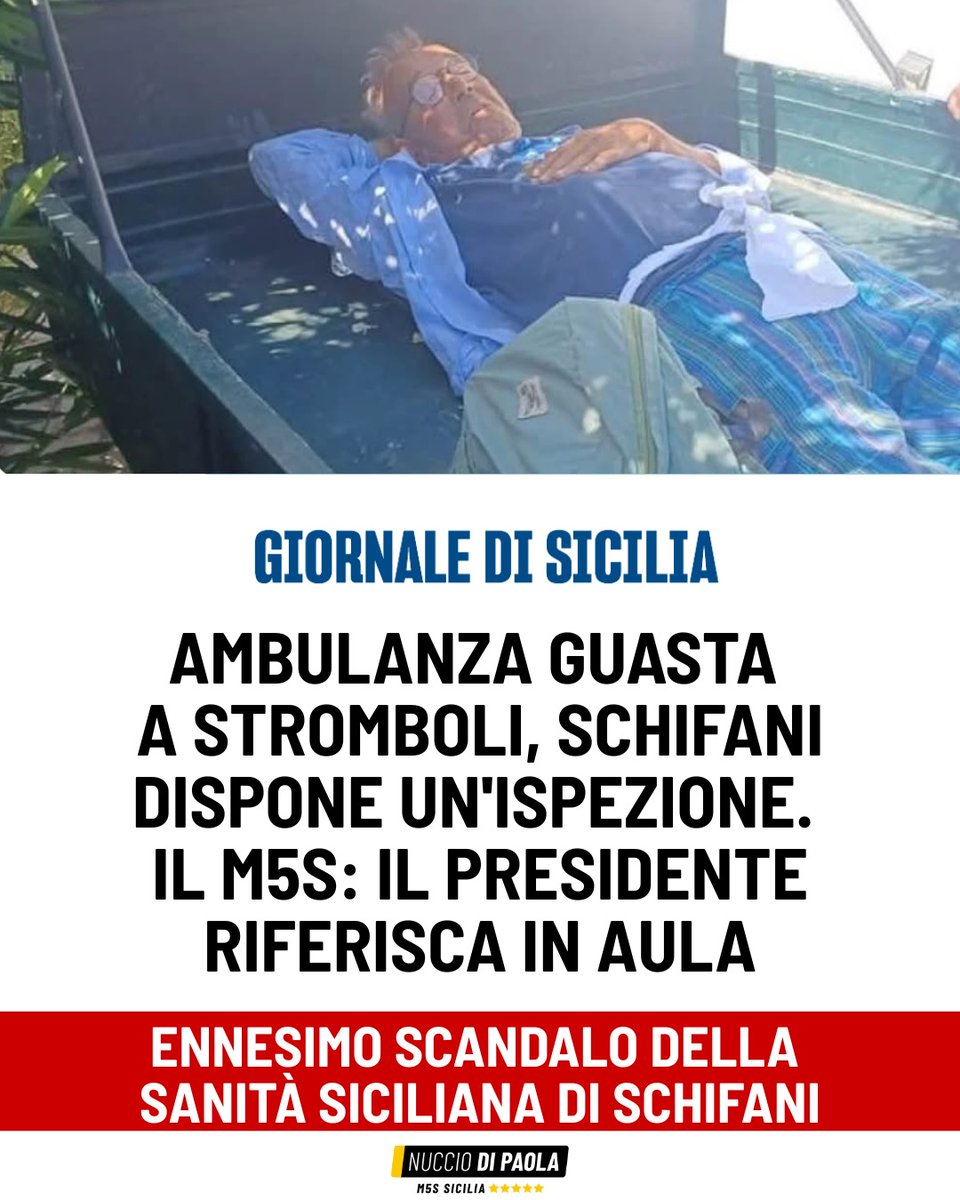 Questa non è sanità. 

Un anno fa scoppiava il caso del ragazzo ingessato con il cartone, adesso a Stromboli la MotoApe che diventa ambulanza di fortuna perché quella ufficiale è guasta. I casi di mala sanità in Sicilia nell’era Schifani non si contano più.

Ecco l’ennesima prova