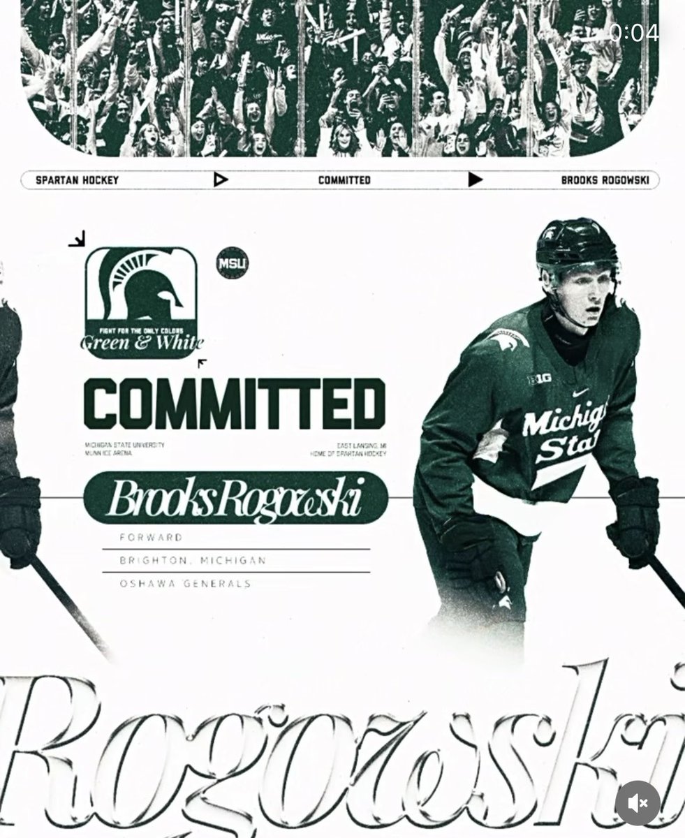 🚨BREAKING🚨

2008-born 3.5⭐️ recruit Brooks Rogowski has committed to Michigan State! The 6’6 and 228 lbs forward played for the Oshawa Generals last season, putting up 23 points in 66 games and was recently named to the U.S. Hlinka Gretzky Roster.