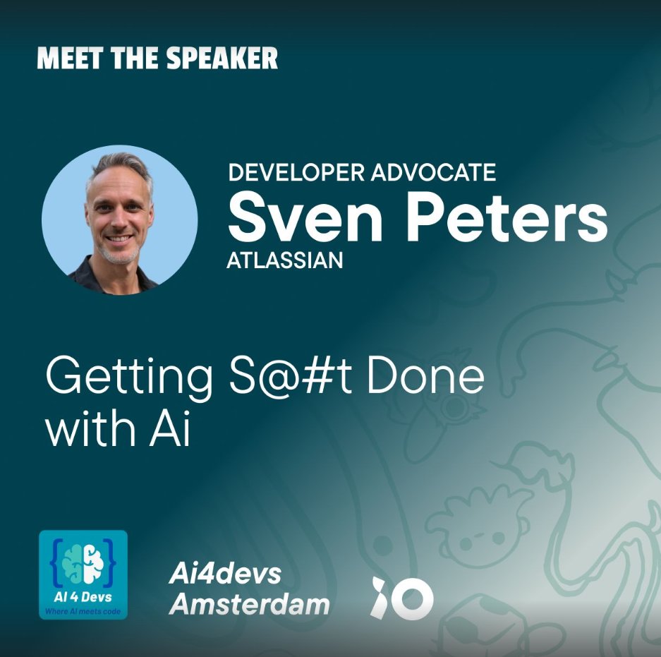 AI4Devs (@ai4devs) on Twitter photo Meet our new #speaker Sven Peters <a href="/svenpet/">Sven Peters</a> ,
<a href="/Atlassian/">Atlassian</a> Developer Advocate and #AI Evangelist!
๐
๐ Sept 19 โข Amsterdam
Join ๐๐ซ๐๐ฃ ๐๐๐ฉ๐๐ง๐จ deep dive into AI agents โ no fluff, just real-world wins you can steal for your next sprint
#AI
amsterdam.ai4devs.io/speakers/sven-โฆ Meet our new #speaker Sven Peters <a href="/svenpet/">Sven Peters</a> ,
<a href="/Atlassian/">Atlassian</a> Developer Advocate and #AI Evangelist!
๐
๐ Sept 19 โข Amsterdam
Join ๐๐ซ๐๐ฃ ๐๐๐ฉ๐๐ง๐จ deep dive into AI agents โ no fluff, just real-world wins you can steal for your next sprint
#AI
amsterdam.ai4devs.io/speakers/sven-โฆ