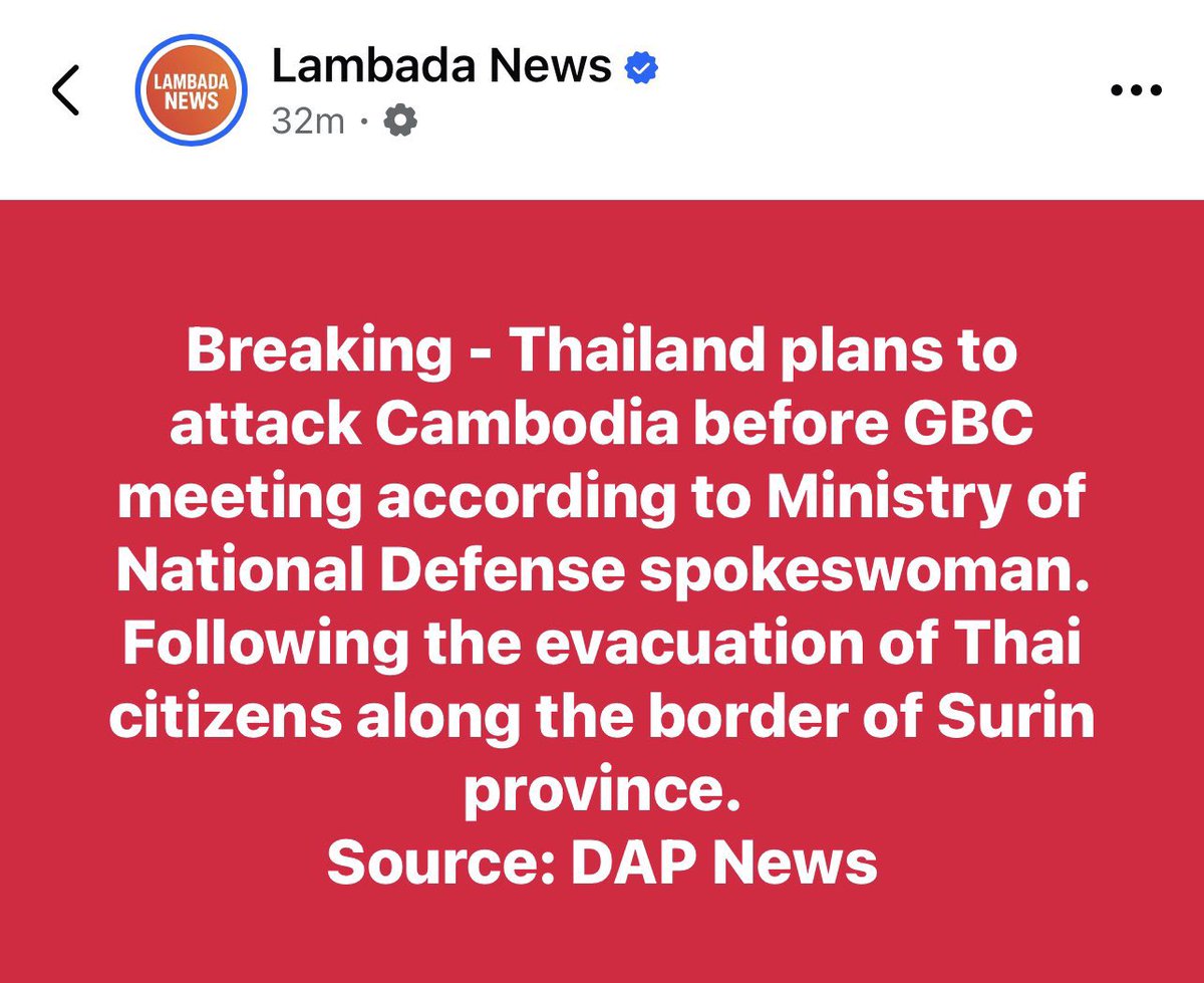 If Thailand truly launches an attack on Cambodia tonight, it will be clear to the world and the international community that Thailand seeks to violate Cambodian sovereignty and invade our territory.

RESPECT CEASEFIRE AGREEMENT 
#CambodiaNeedPeace