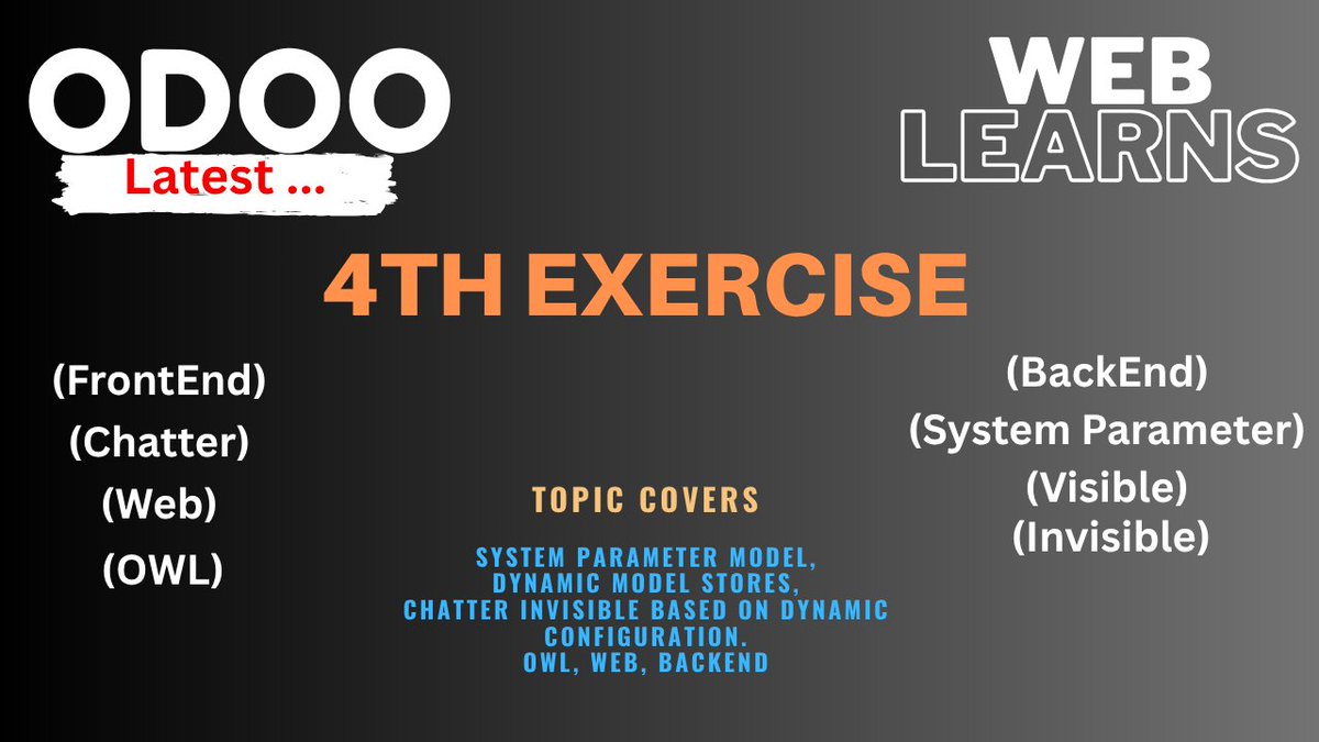 IamHarshDhaduk's tweet image. 4th Odoo Exercise!
youtu.be/2qp7bvDhvv4?si…
#Odoo #OdooTutorial #Frontend #Backend #Owl #Web #Weblearns #Chatter