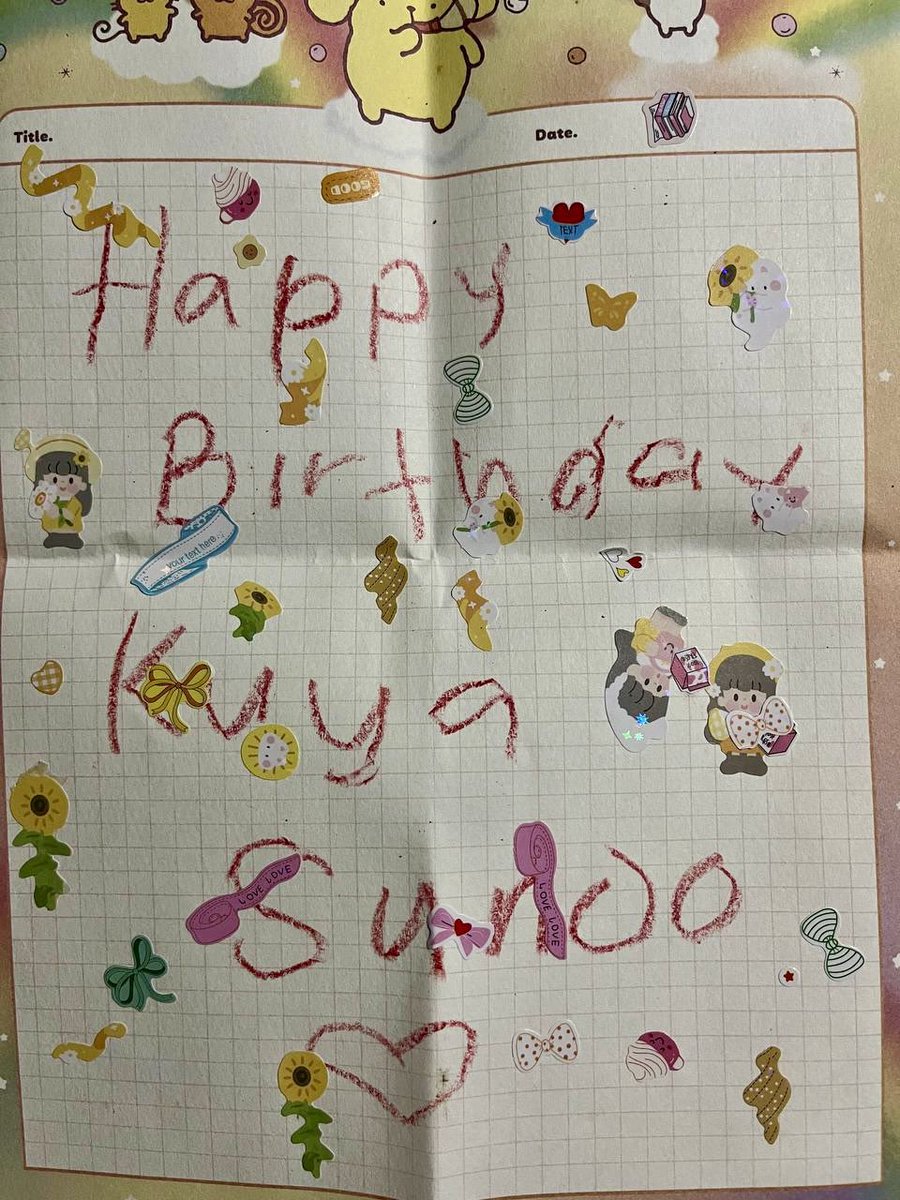 ddeonumiese's tweet photo. today at wtl osaka day 2, we were able to drop off additional birthday letters from the children we’ve supported last june through #ARHCTS 🥹 thank you so much, @sunsunlaham 🫶💘 here are the letters we hope sunoo will be able to read 🫶 https://t.co/ooiZ8GiiYj