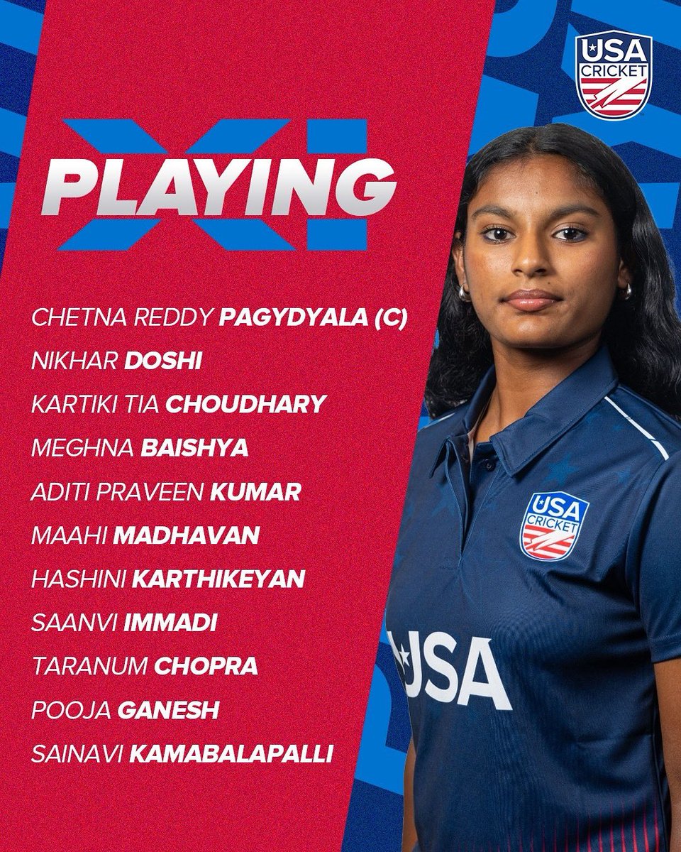 usacricket's tweet photo. Here is today’s XI for the final T20i against the West Indies! 💪

West Indies won the toss and chose to field first. 

#USAvWI 🇺🇸 https://t.co/pq1RQdGjF4
