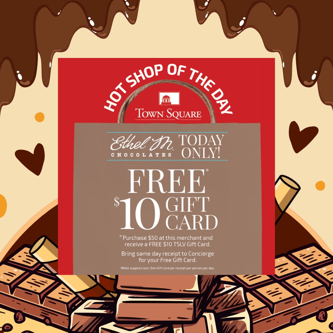 Satisfy your sweet tooth at Ethel M Chocolates. Spend $50 and snag a free $10 gift card! Who's ready for a delicious treat? 🍫✨