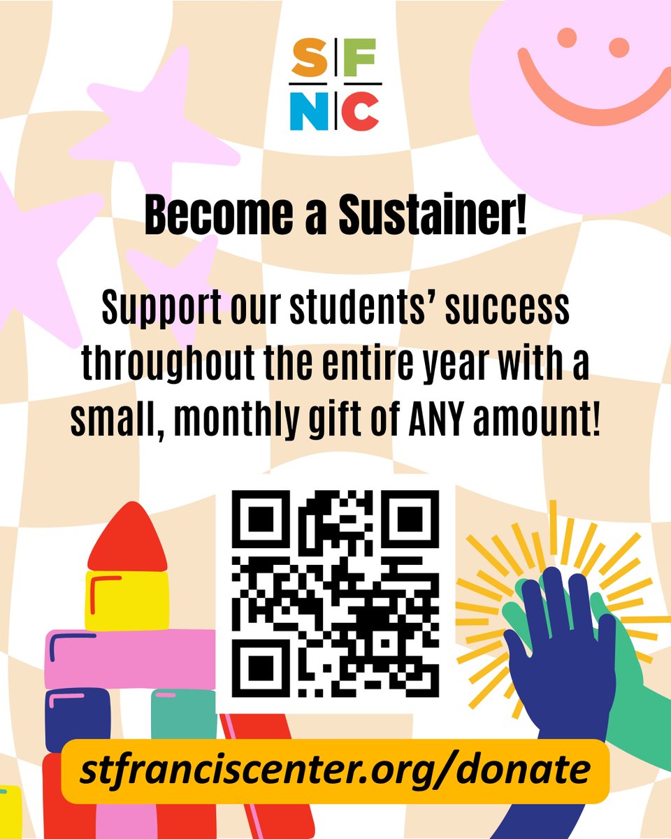 💡📘 Our annual Backpack &amp; School Supply Giveaway is just the beginning. Support Baltimore youth all year long by becoming a monthly Sustainer! 🔗 stfranciscenter.org/donate

A recurring donation helps us provide:
 🥪 After-school snacks
 🎨 Enrichment programs
 📚 Tutoring &amp; more