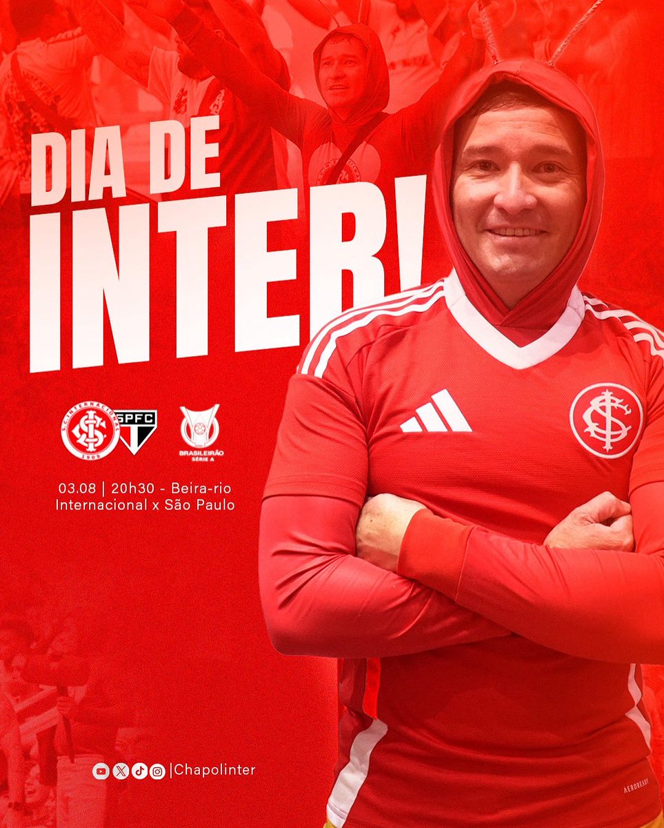 Chapolinterreal's tweet photo. Dia de apoiar o Inter pelo brasileirão! A partir das 20h30, o Clube do Povo enfrentará o São Paulo, no Beira-Rio, em compromisso da 18ª rodada nacional. Pra cima, 𝑪𝑶𝑳𝑶𝑹𝑨𝑫𝑶! Sigam-me os bons! 👊🔥 https://t.co/XUihzuk0EY