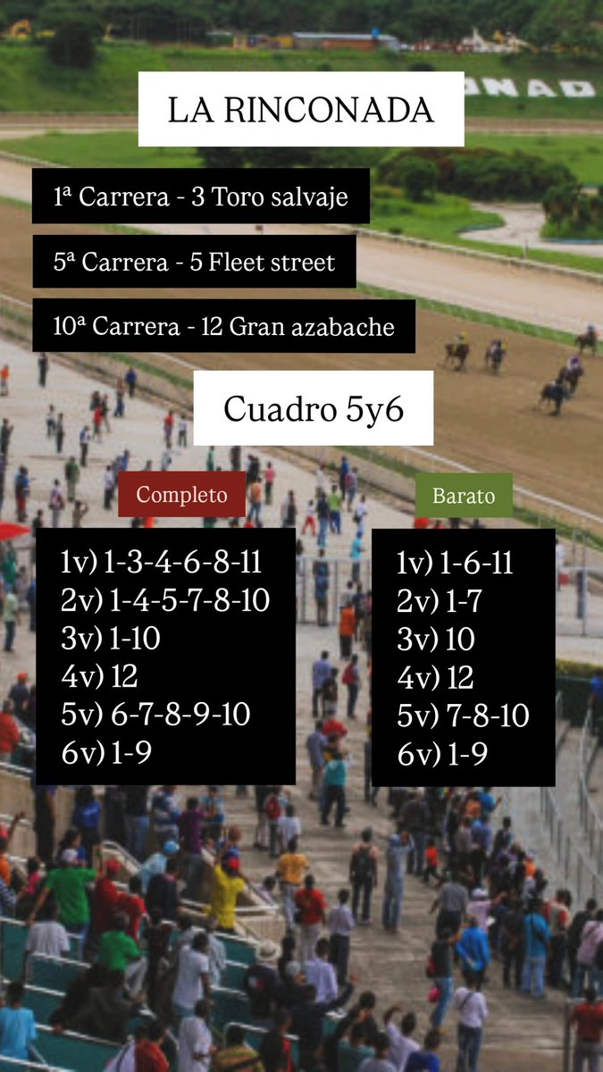 Mis selecciónes para hoy en la rinconada