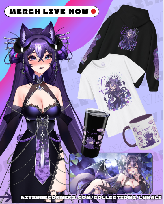 New model means... NEW MERCH!✨

I'm so happy to offer you this sublime new collection of merch in collaboration with <a href="/KitsuneCorners/">KitsuneCorners</a> !💜

Shop link in comment ↓