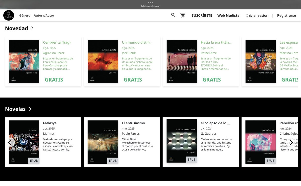 En nuestra biblio digital ya pueden leer un fragmento de las novedades que acabamos de publicar (y que llevaremos a la <a href="/FEditores/">#FED25 : Feria de Editores</a>). Pueden leerlos en biblio.nudista.ar