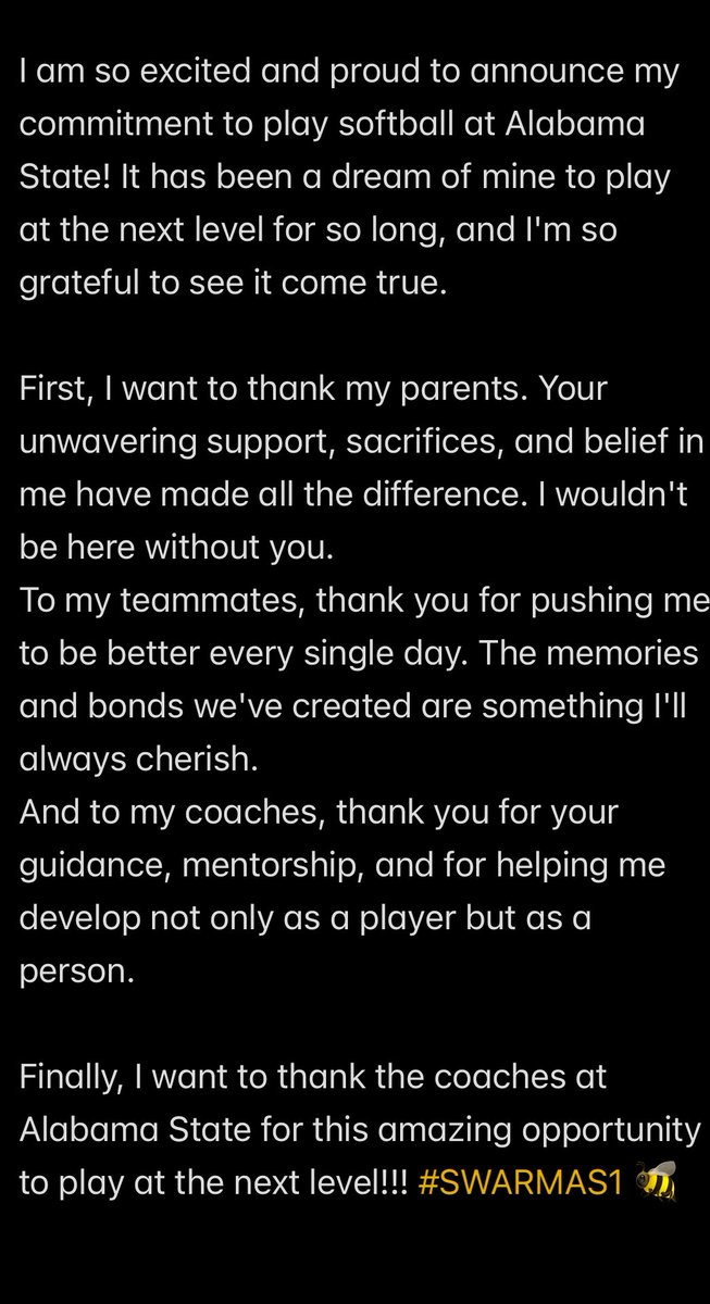 Natalia Taylor (@taliataylor2026) on Twitter photo Can’t wait to be a HORNET 🐝#Committed
<a href="/d1vision_sb/">D1VISION Softball</a> <a href="/CamisePatterson/">Coach P</a> <a href="/JaneaMobley11/">Janea Mobley</a> <a href="/CoachBonita_ASU/">•Bonita Allen•</a> <a href="/BSherSB/">Barb Sherwood</a> Can’t wait to be a HORNET 🐝#Committed
<a href="/d1vision_sb/">D1VISION Softball</a> <a href="/CamisePatterson/">Coach P</a> <a href="/JaneaMobley11/">Janea Mobley</a> <a href="/CoachBonita_ASU/">•Bonita Allen•</a> <a href="/BSherSB/">Barb Sherwood</a>