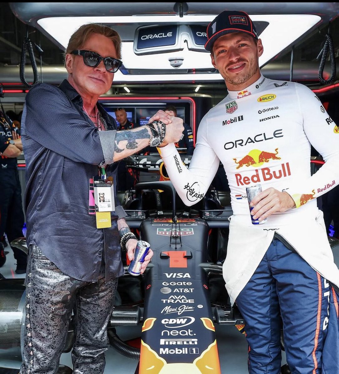 TheGNRGiirl's tweet photo. 🚨 Axl Rose with Max Verstappen and Fernando Alonso today at the F1 Hungarian GP! https://t.co/6cR1DcZqyj