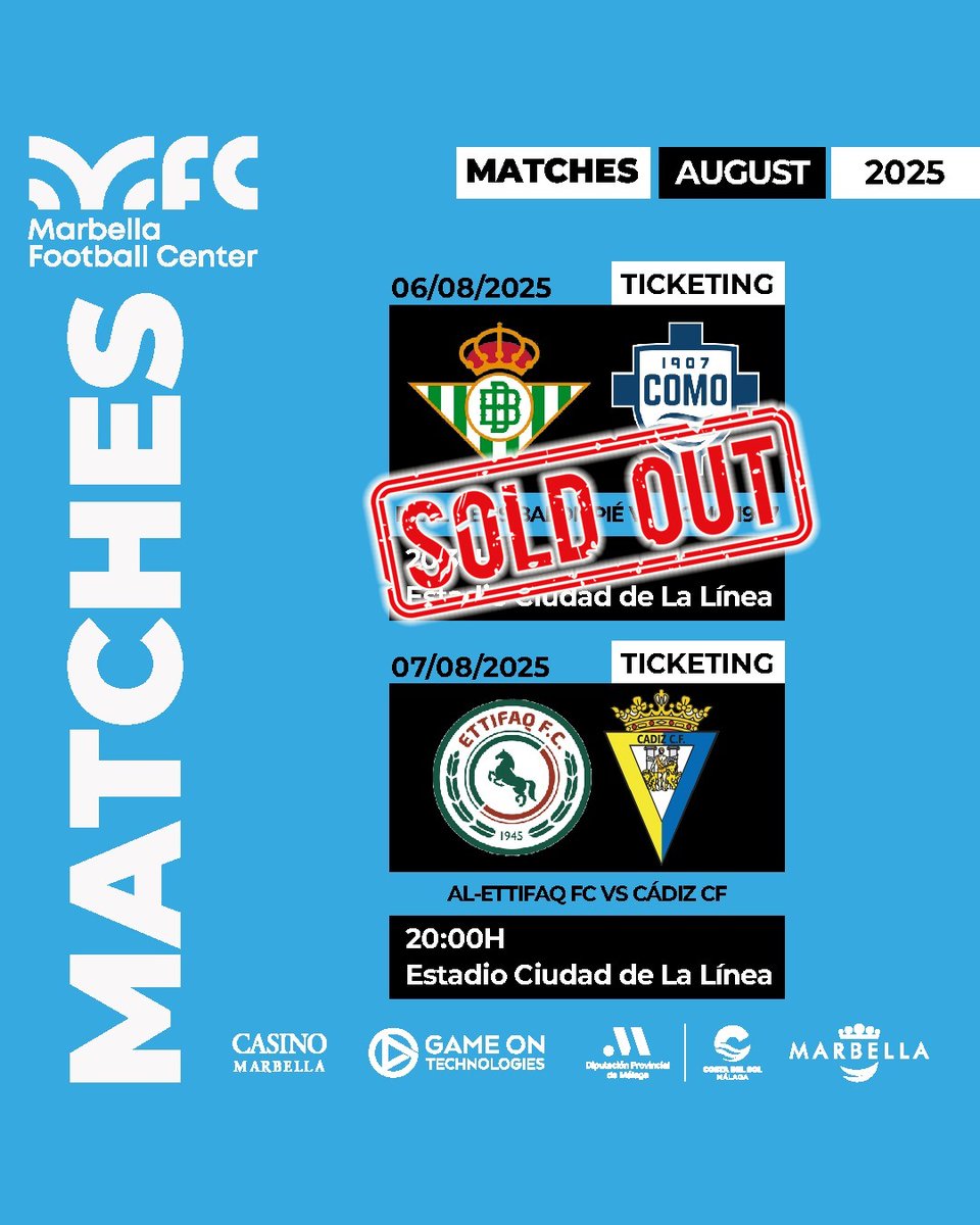 📌 Latest news
🖥️ Tickets available at the link in our BIO in IG for the second match 

📌 Ultimas noticias 
🖥️ Entradas disponibles en nuestra BIO en IG para el 2 partido 

#marbellafootballcenter #mfc #marbella #playasyoutrain