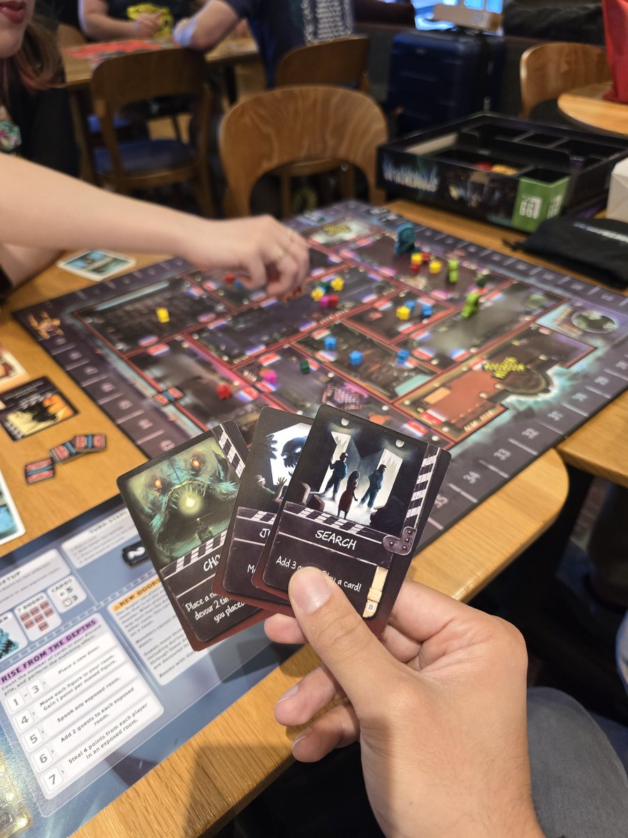 Kevin Brantley (@kevgames__) on Twitter photo Had a chance to check out Spooktacular from <a href="/Level99Games/">Level 99 Games ( #BulletCubed )</a>. Really neat asymmetric game about movie monsters haunting a theater. Quick and snappy! #GenCon2025 #boardgames #gaming Had a chance to check out Spooktacular from <a href="/Level99Games/">Level 99 Games ( #BulletCubed )</a>. Really neat asymmetric game about movie monsters haunting a theater. Quick and snappy! #GenCon2025 #boardgames #gaming