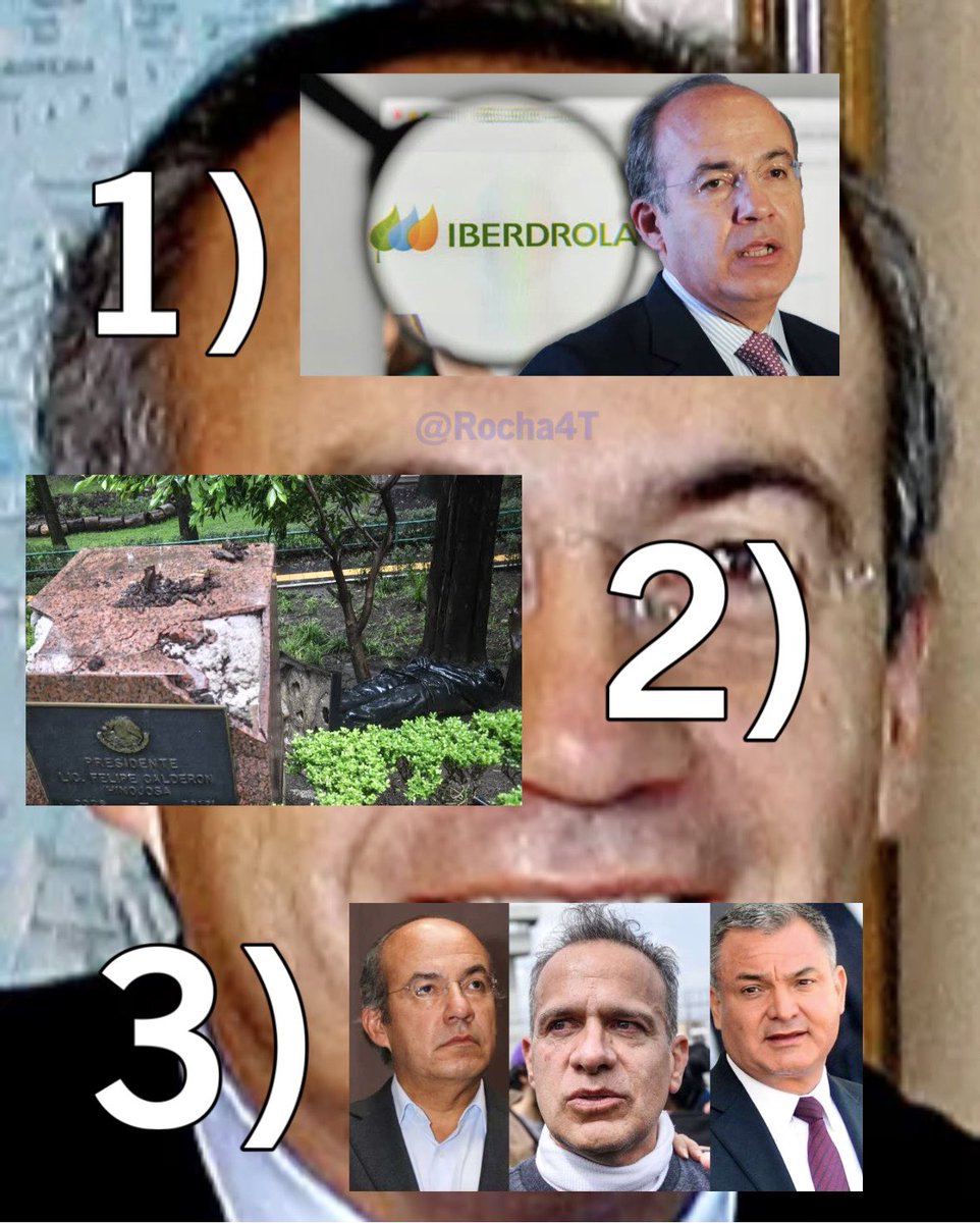 Juan Carlos Rocha (@rocha4t) on Twitter photo MALA SEMANA PARA EL ESPURIO <a href="/FelipeCalderon/">Felipe Calderón 🇲🇽🇺🇦</a>
1. Iberdrola se fue de México. Calderón fue consejero en Avangrid, filial de Iberdrola en EE. UU., entre 2016 y 2018 (vende patrias)
2. Un árbol tumbó su estatua en Chapultepec. (Qué buen presagio)
3. Israel Vallarta, torturado en MALA SEMANA PARA EL ESPURIO <a href="/FelipeCalderon/">Felipe Calderón 🇲🇽🇺🇦</a>
1. Iberdrola se fue de México. Calderón fue consejero en Avangrid, filial de Iberdrola en EE. UU., entre 2016 y 2018 (vende patrias)
2. Un árbol tumbó su estatua en Chapultepec. (Qué buen presagio)
3. Israel Vallarta, torturado en