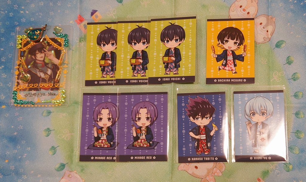 【郵送交換】
ブルーロック 祭の湯 蹴湯祭
物販特典 トレーディングカード

譲:画像参照
　潔、蜂楽、御影、★凪、烏、氷織

求:同種 凛、千切
※ ★凪は凛との交換のみ。

別ポスト募集含め、纏めて交換いただけると大変助かります。

よろしくお願いいたします。