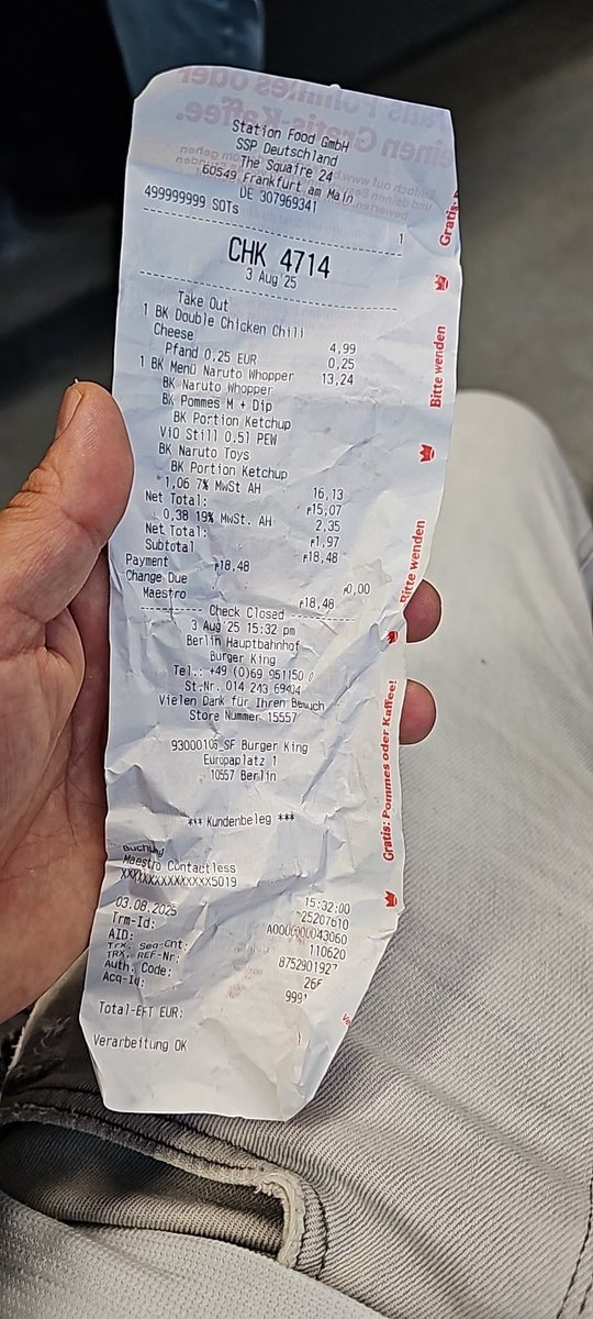 18,50 für meine Sünde sind zu übernehmen.  Yalla ihr kleinen Schlampen