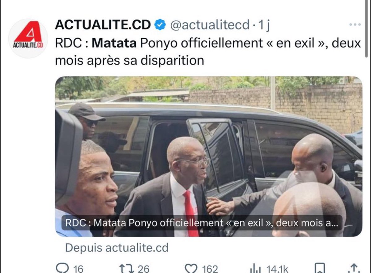 #RDC Deux mois de silence total, une mise en scène grossière d’enlèvement, et maintenant un prétendu exil : Matata Ponyo nous prend pour des naïfs. L’ancien Premier Ministre a orchestré un faux scénario de disparition pour détourner l’attention. En vérité, il prenait déjà la