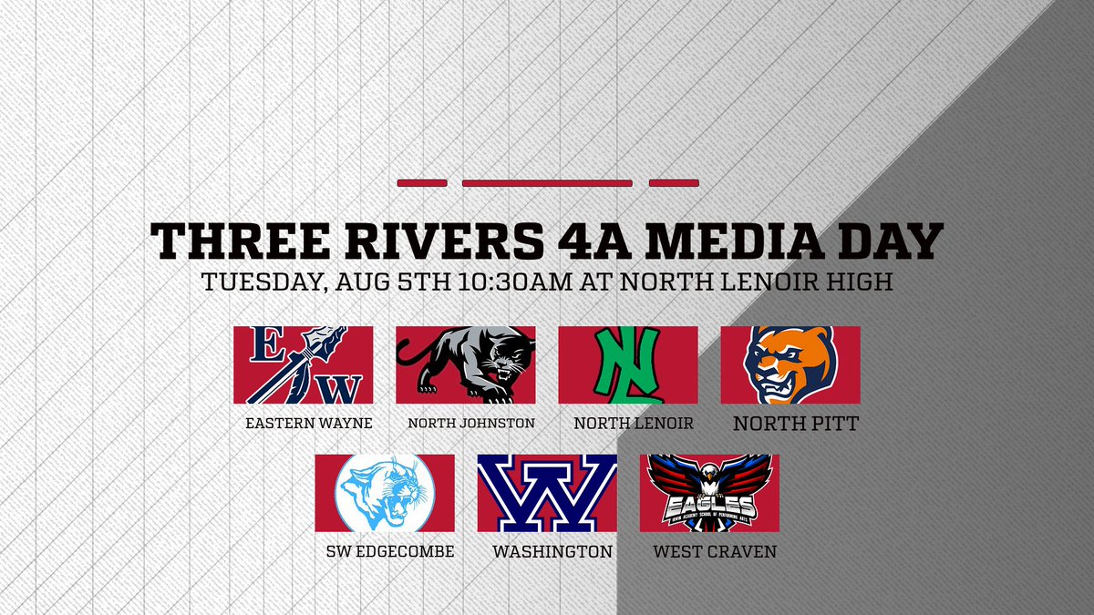 The Three Rivers 4A Conference will have their 2025 media day on Tuesday, 8/5 at North Lenoir High School- 10:30 am. The pre-season football coaches poll will be conducted and other items of business.