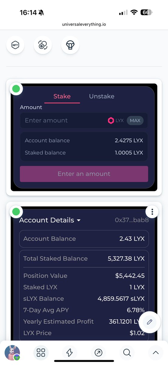 The Stakingverse (@stakingverse_io) on Twitter photo All of our Stakingverse features are available on your mobile device via the <a href="/ERC725Account/">Universal Profiles</a> app!
Just go to the Stakingverse UP: profile.link/stakingverse@9… or add all of our mini-apps to your “My Apps” section on <a href="/Universal_Every/">Universal Everything</a>.
#LUKSO $LYX $sLYX All of our Stakingverse features are available on your mobile device via the <a href="/ERC725Account/">Universal Profiles</a> app!
Just go to the Stakingverse UP: profile.link/stakingverse@9… or add all of our mini-apps to your “My Apps” section on <a href="/Universal_Every/">Universal Everything</a>.
#LUKSO $LYX $sLYX