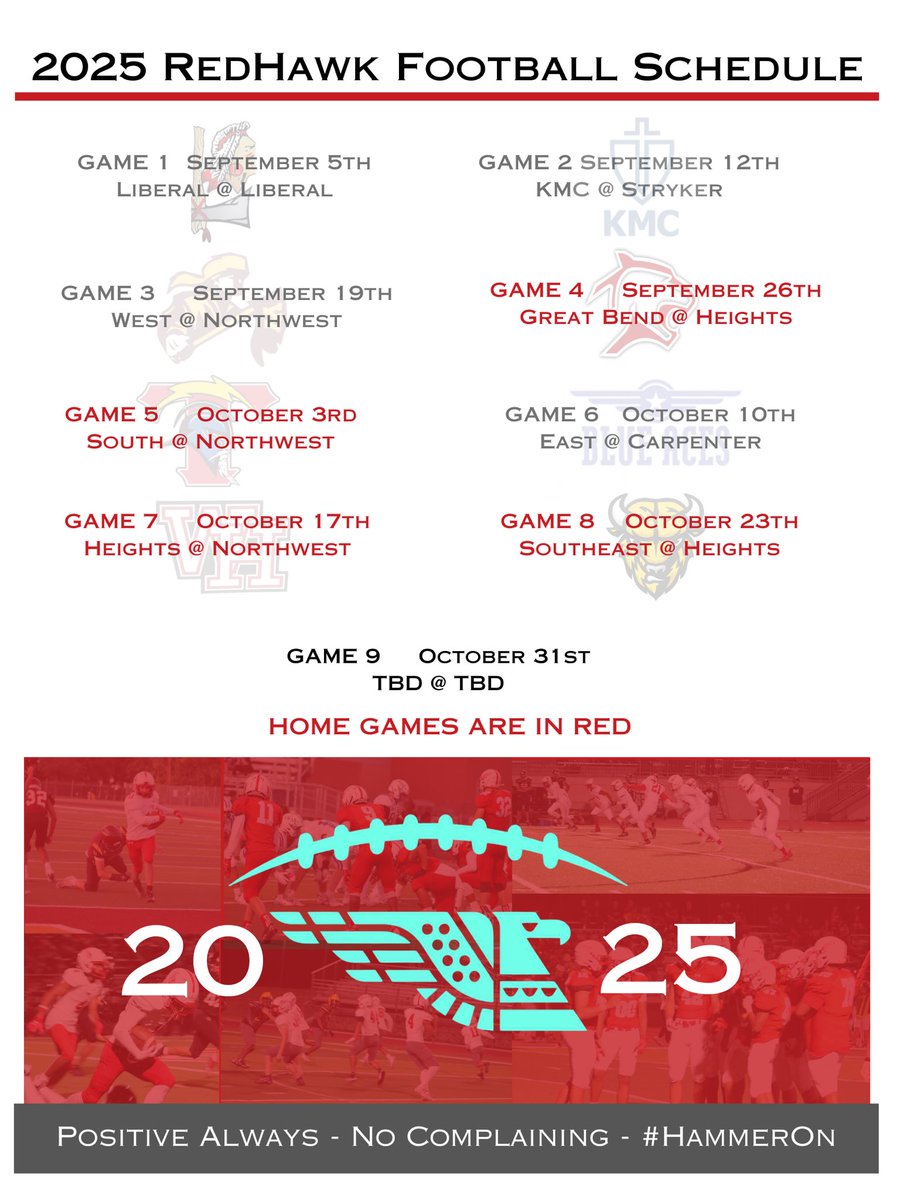 FootballWNHS's tweet image. Schedule Drop!!! #HammerOn