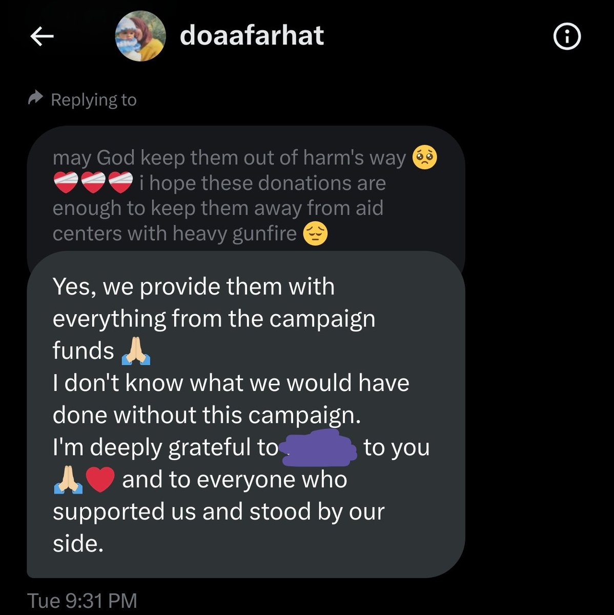doaa was describing the horrors at distribution centers like at zikim (we've seen the videos) so i expressed my hope that our survival fund efforts were keeping her family away from them.. this was her response.

please, be a lifeline. donate and share. 

gofundme.com/f/help-doaa-an…