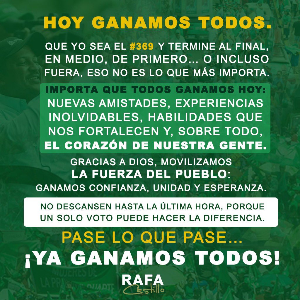 Hoy no solo elegimos, hoy nos fortalecemos.

Ganamos experiencia, unión y el corazón de nuestra gente.

¡Un solo voto puede hacer la diferencia! 💚

#CongresoElectorMTJ
#VotacionesFP | #CongresoFP
