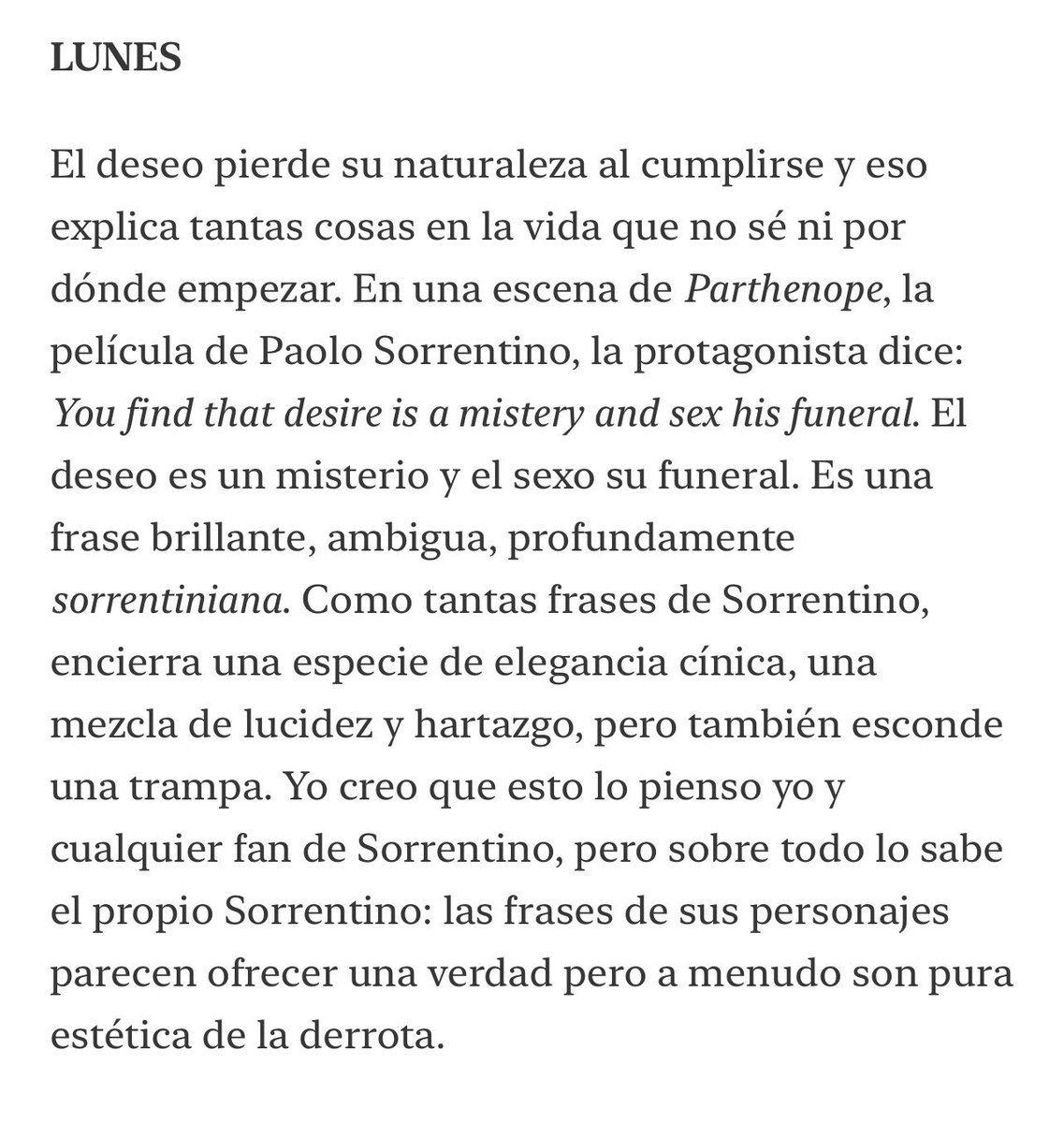 xpgigirey's tweet photo. El deseo pierde su naturaleza al cumplirse y eso explica tantas cosas en la vida que no sé ni por dónde empezar. https://t.co/q3PXbItKhm