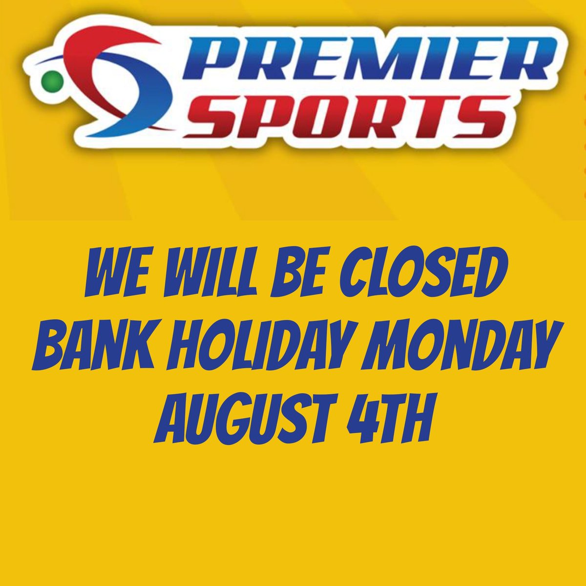Shop is closed tomorrow, back open Tuesday at 10am.

You can visit our online store at premiersports.ie