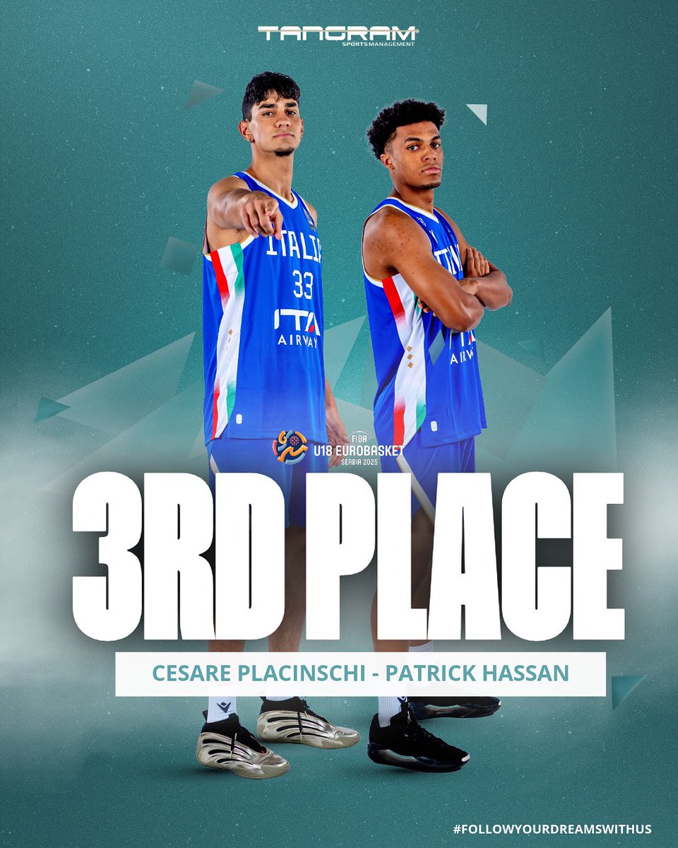 Tangram Sports (@tangramsports) on Twitter photo Huge congrats to ๐ช๐ฌ๐บ๐จ๐น๐ฌ ๐ท๐ณ๐จ๐ช๐ฐ๐ต๐บ๐ช๐ฏ๐ฐ and ๐ท๐จ๐ป๐น๐ฐ๐ช๐ฒ ๐ฏ๐จ๐บ๐บ๐จ๐ต on winning the bronze medal ๐ฅ with @italbasket ๐ฎ๐น at @fiba U18 @eurobasket
<a href="/Tangram_NIL/">TangramSportsNIL</a>
#TangramSports
#FollowYourDreamsWithUs Huge congrats to ๐ช๐ฌ๐บ๐จ๐น๐ฌ ๐ท๐ณ๐จ๐ช๐ฐ๐ต๐บ๐ช๐ฏ๐ฐ and ๐ท๐จ๐ป๐น๐ฐ๐ช๐ฒ ๐ฏ๐จ๐บ๐บ๐จ๐ต on winning the bronze medal ๐ฅ with @italbasket ๐ฎ๐น at @fiba U18 @eurobasket
<a href="/Tangram_NIL/">TangramSportsNIL</a>
#TangramSports
#FollowYourDreamsWithUs