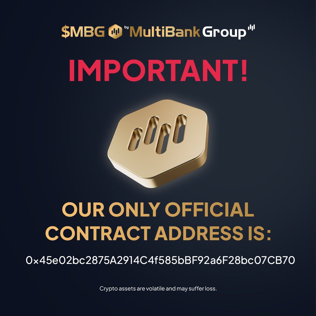🚀 $MBG = Real-world value + Crypto power
Ready to ride the wave?

🔗 Buy now: Multibank.io 
🛡️ Official Uniswap contract:
0x45e02bc2875A2914C4f585bBF92a6F28bc07CB70

⚠️ Beware of fakes. Only trust our official links

#MBG #Crypto #MultiBank #เป๊กผลิตโชค
#BBNaija