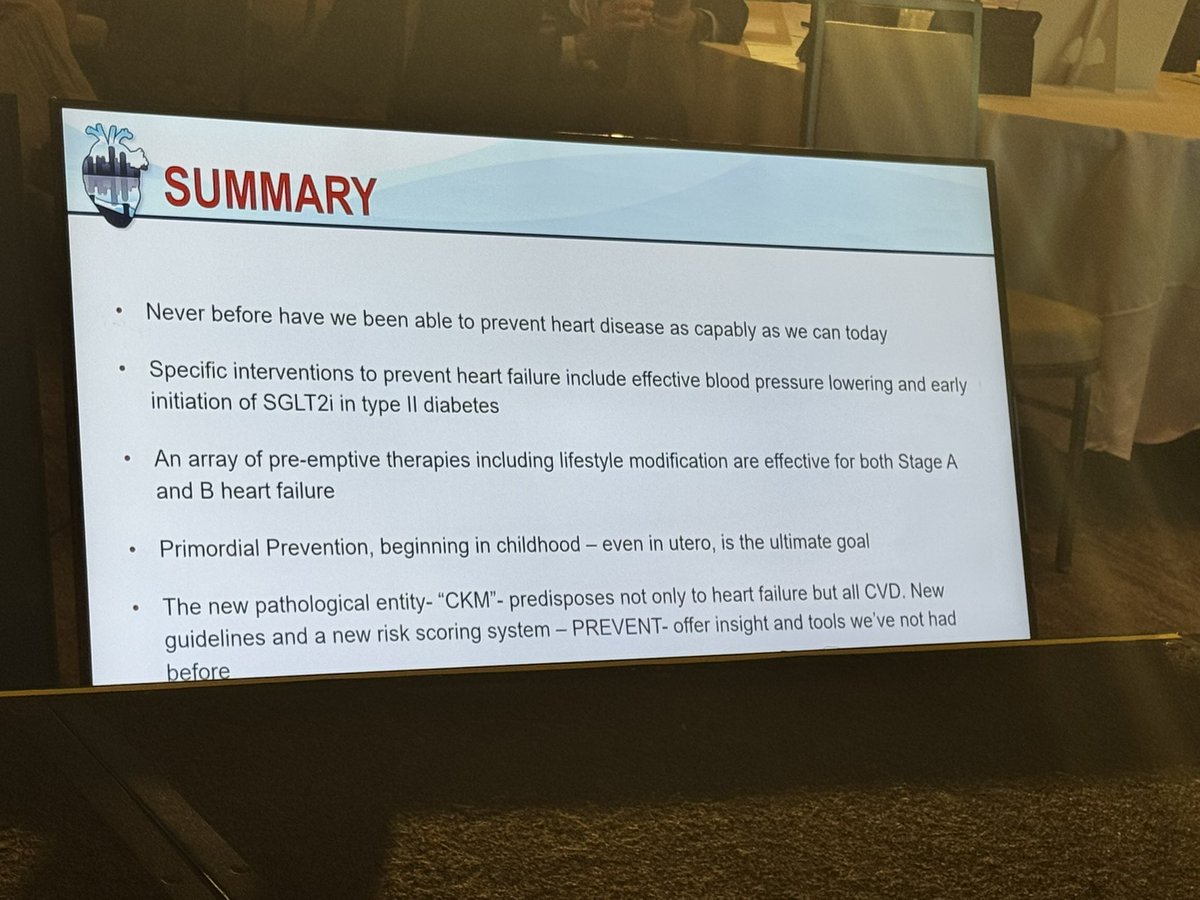 Dr. Martha Gulati ♥️🫀❤️🩹🇨🇦 (@drmarthagulati) on Twitter photo <a href="/NMHheartdoc/">Clyde Yancy, MD, MSc</a> presents at #ASPC2025 on the prevention of #HF
🫀 Prevention of HF incorporated into guidelines bow with Stage A & Stage B but really throughout
🫀Focus of CKM is the intersection of #CVPrev & HF
🫀identify risk early, prevent lifelong is key <a href="/NMHheartdoc/">Clyde Yancy, MD, MSc</a> presents at #ASPC2025 on the prevention of #HF
🫀 Prevention of HF incorporated into guidelines bow with Stage A & Stage B but really throughout
🫀Focus of CKM is the intersection of #CVPrev & HF
🫀identify risk early, prevent lifelong is key