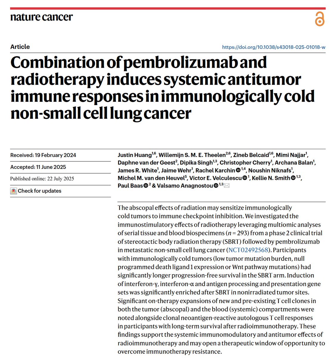 Drew Moghanaki (@drewmoghanaki) on Twitter photo New data from the randomized PEMBRO-RT study demonstrate when an ICI-mediated Abscopal effect is most likely to occur in patients with stage IV NSCLC. <a href="/rweichselbaum/">Ralph Weichselbaum</a> <a href="/SeanPitroda/">Sean Pitroda, M.D.</a> <a href="/dramycummings/">Amy L. Cummings, MD PhD</a> doi.org/10.1038/s43018… New data from the randomized PEMBRO-RT study demonstrate when an ICI-mediated Abscopal effect is most likely to occur in patients with stage IV NSCLC. <a href="/rweichselbaum/">Ralph Weichselbaum</a> <a href="/SeanPitroda/">Sean Pitroda, M.D.</a> <a href="/dramycummings/">Amy L. Cummings, MD PhD</a> doi.org/10.1038/s43018…
