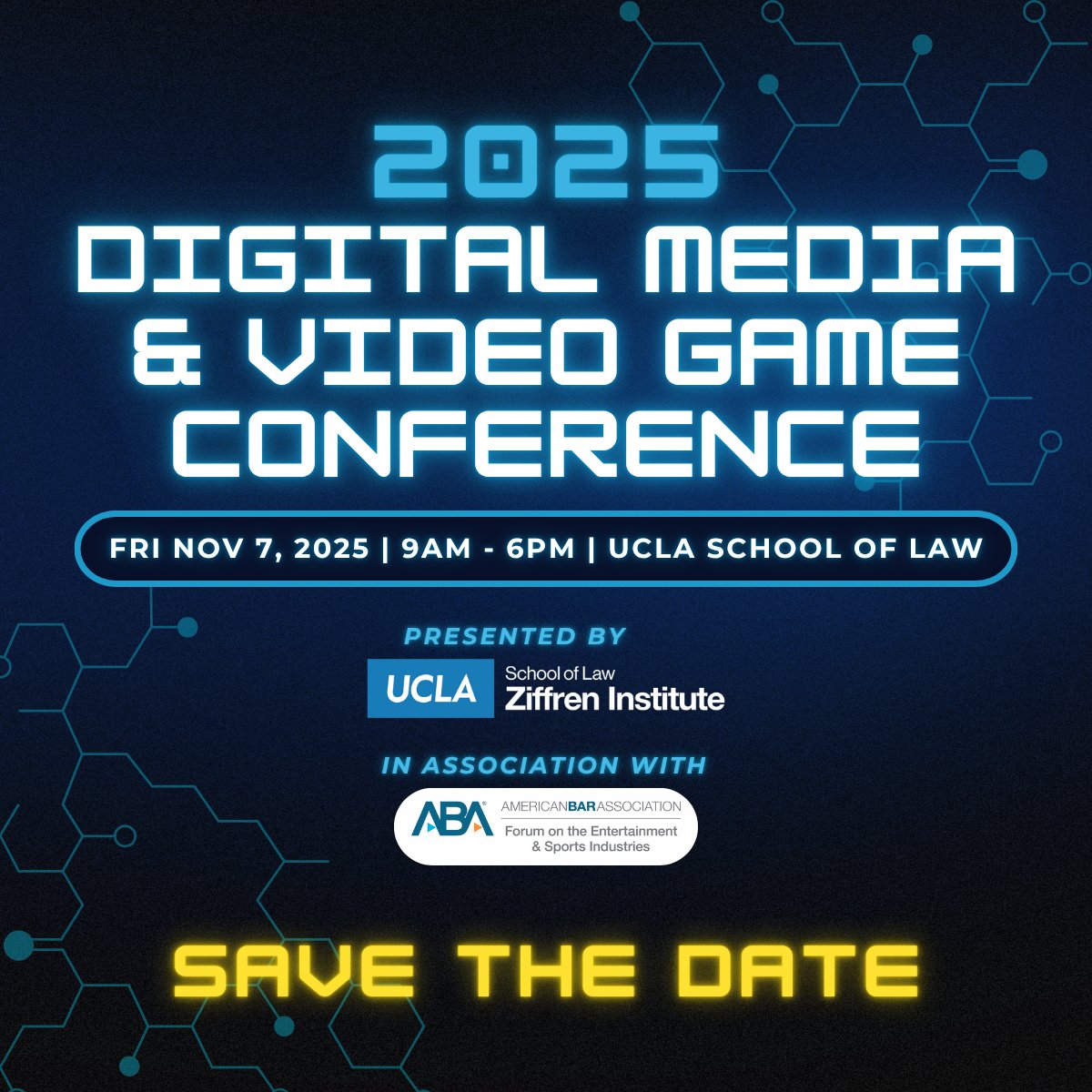 Join the Ziffren Institute &amp; us for the Digital Media &amp; Video Game Conf. <a href="/UCLA/">UCLA</a> Law School on 11/7. This 1-day event focuses on pressing issues impacting the digital media &amp; video game. @ucla <a href="/ZIMETS_UCLALaw/">ZiffrenInstitute</a> #digitalarts #videogames #lawyers