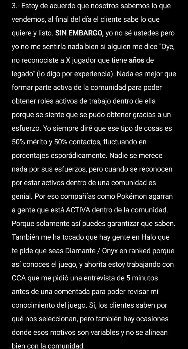 Este tweet es meramente retroalimentación respecto a los puntos tocados y un llamado a todos los comentaristas de hacer las cosas mejor, y si no pueden, dejar a los que sí.