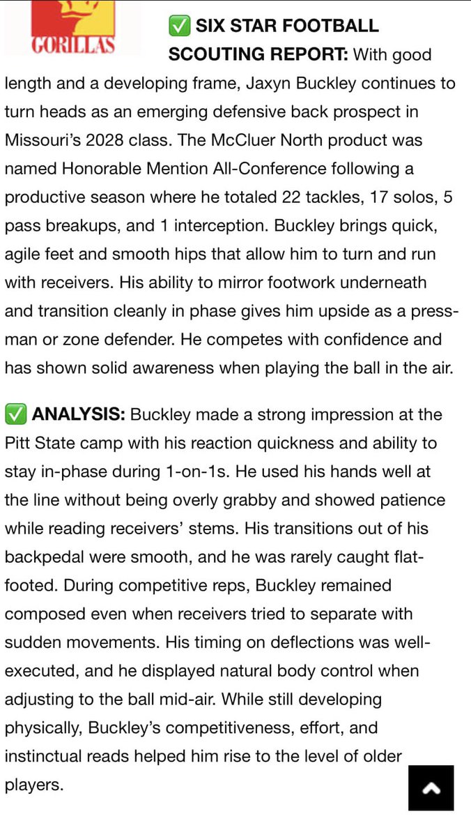 Jaxyn Buckley (@buckley_jaxyn) on Twitter photo Thank You <a href="/sixstarfootball/">Six Star Football | PLUS+</a> for the write up at the Pitt State camp. I greatly appreciate it. <a href="/PrepRedzoneMO/">Prep Redzone Missouri</a> <a href="/Dbuck06/">Coach Demond Buckley-AΦA</a>
<a href="/CoachShannn/">Coach Shannon</a> <a href="/ogdarion5/">Coach DBo ⚡️</a> <a href="/Es_academy/">ESA Flight</a> <a href="/THECoachKdub/">Coach “Dub” Wagner</a> <a href="/GSV_STL/">Gateway Sports Venue</a> <a href="/JPRockMO/">JP Rock</a>
<a href="/PSchrater/">Parker Schrater</a> <a href="/Coach_BPerkins/">Brandon Perkins</a> <a href="/ArlenHarrisSr/">Arlen Harris Sr.</a> <a href="/CoachReedLive/">Carl Reed Jr.</a> Thank You <a href="/sixstarfootball/">Six Star Football | PLUS+</a> for the write up at the Pitt State camp. I greatly appreciate it. <a href="/PrepRedzoneMO/">Prep Redzone Missouri</a> <a href="/Dbuck06/">Coach Demond Buckley-AΦA</a>
<a href="/CoachShannn/">Coach Shannon</a> <a href="/ogdarion5/">Coach DBo ⚡️</a> <a href="/Es_academy/">ESA Flight</a> <a href="/THECoachKdub/">Coach “Dub” Wagner</a> <a href="/GSV_STL/">Gateway Sports Venue</a> <a href="/JPRockMO/">JP Rock</a>
<a href="/PSchrater/">Parker Schrater</a> <a href="/Coach_BPerkins/">Brandon Perkins</a> <a href="/ArlenHarrisSr/">Arlen Harris Sr.</a> <a href="/CoachReedLive/">Carl Reed Jr.</a>