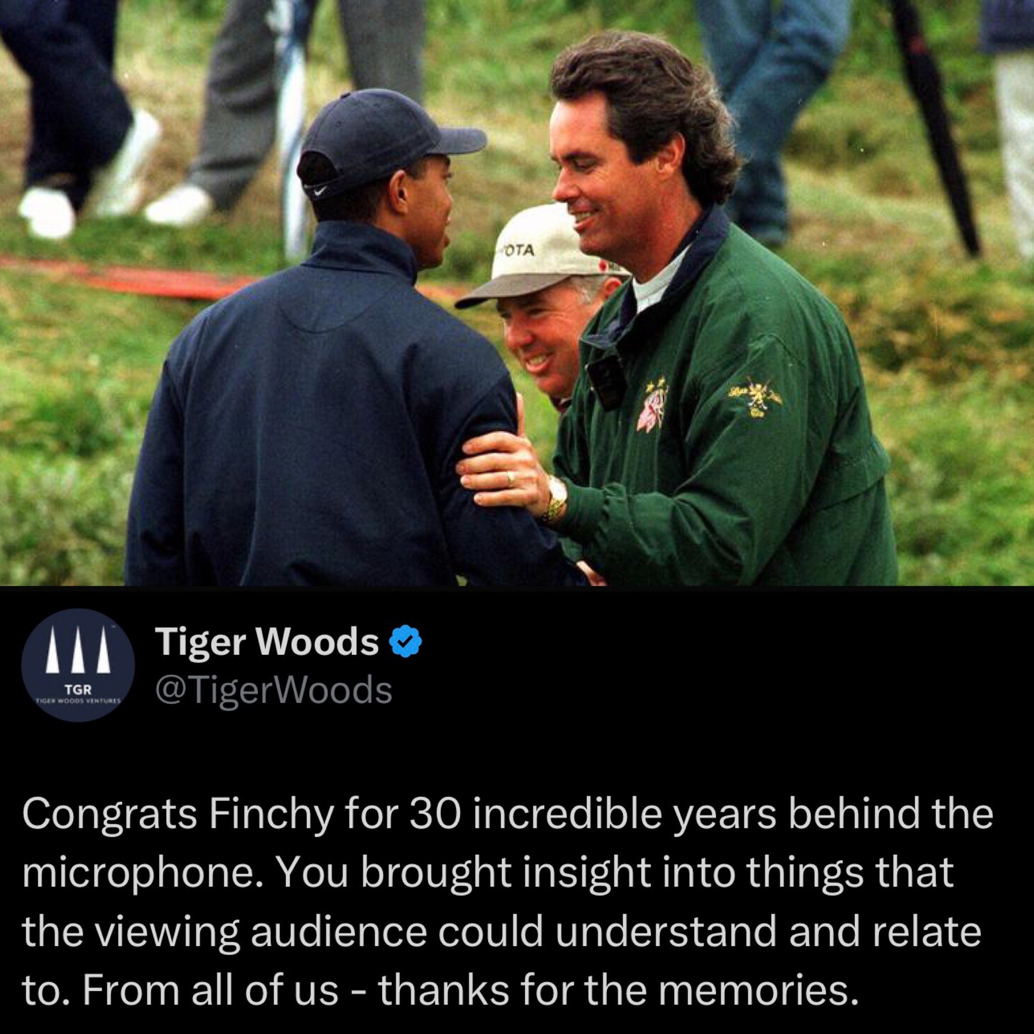 TWLEGION on X: "🚨👏🏻🎙️ Tiger Woods takes to X with a congratulatory  message for longtime CBS commentator Ian Baker-Finch who is signing off  after today's round for the final time. https://t.co/jnAHzV4CcW" /