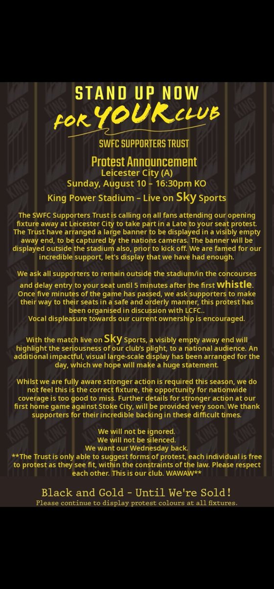 tombob20_tom's tweet photo. Stand up for the cause! Get this clown out of our club! #swfc @swfc @SWFCTrust https://t.co/AJ6QNMejdX