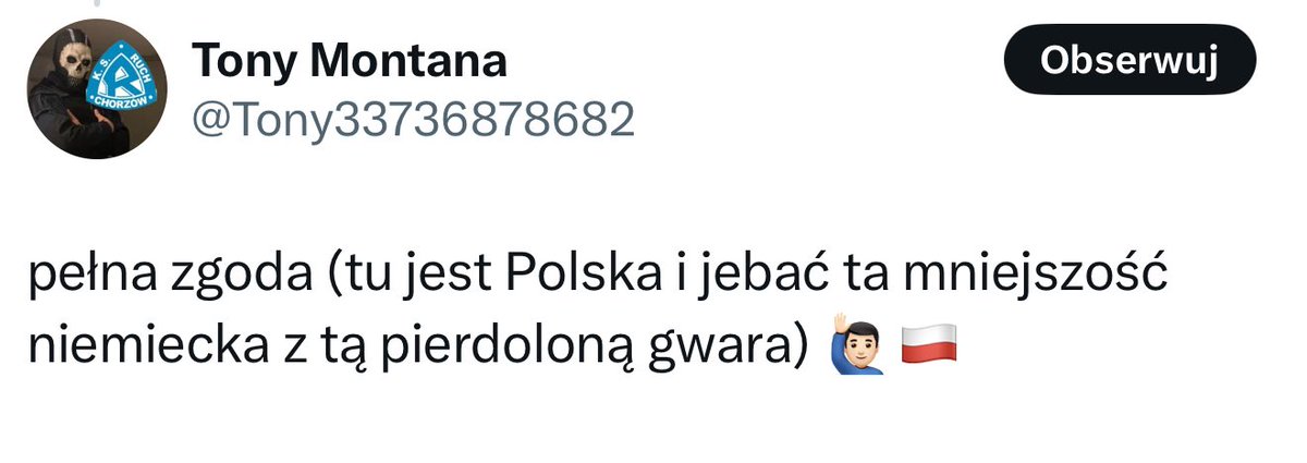 Nie jestem za gwizdaniem w trakcie hymnu i mam szacunek do powstańców , ale gorolski przeciep który obraża Śląsk i Ślązaków nie powinien być na Niebieskim TT