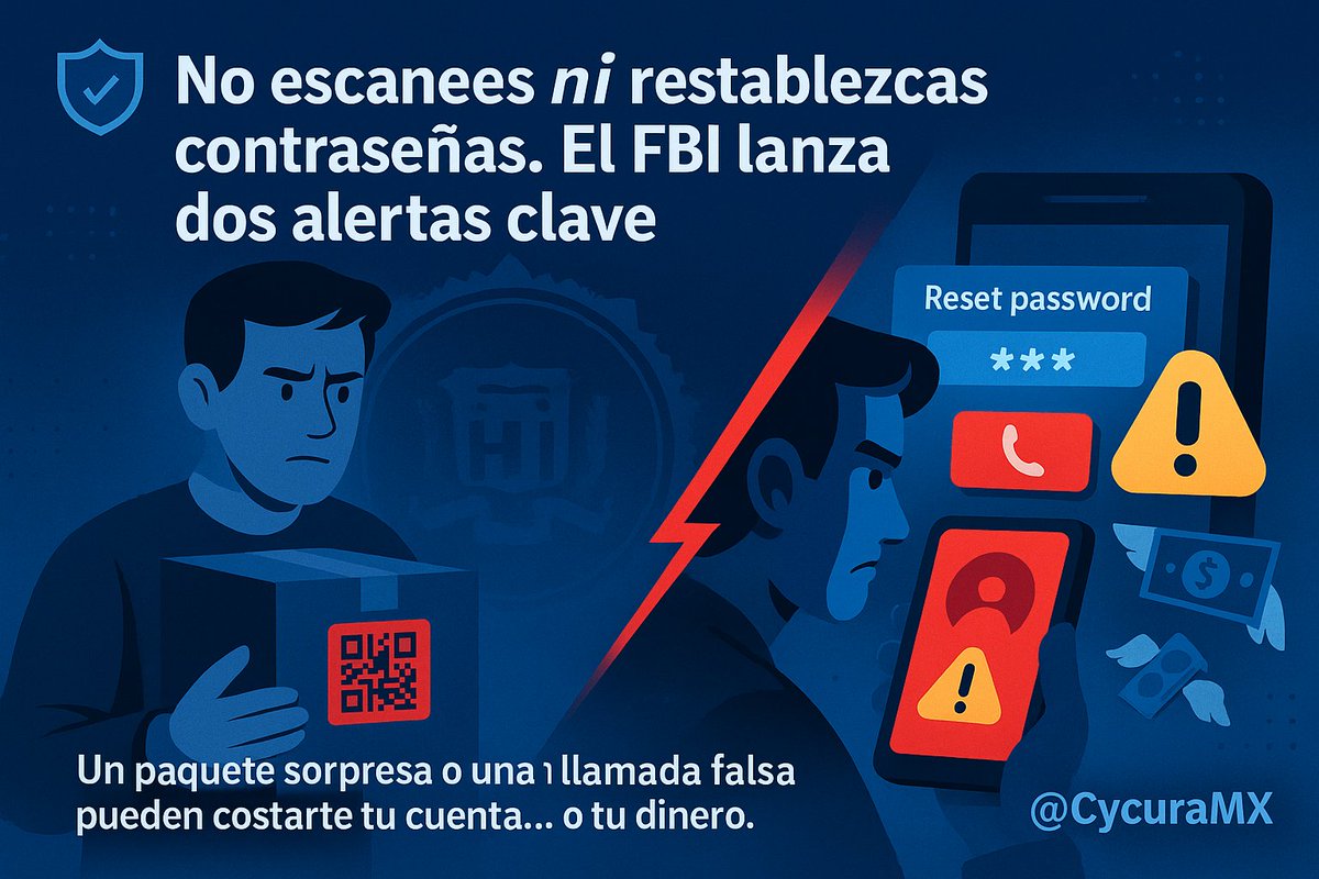 🛡️ No escanees. No restablezcas. El FBI lanza dos alertas clave

Un paquete sorpresa o una llamada falsa pueden costarte tu cuenta... o tu dinero.

El FBI acaba de lanzar dos advertencias urgentes. 

La primera: no escanees códigos QR que vengan en paquetes que no pediste. 

La