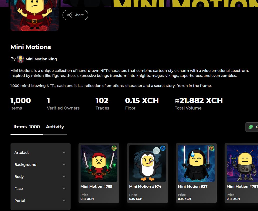 🌱Mini Motions 🌱 (@minimotionsnft) on Twitter photo Sales started better than they could have. Over 100 trades in an hour! You are amazing! mintgarden.io/collections/mi… #MiniMotionsNFT $XCH #chia
<a href="/MintGarden_io/">MintGarden</a>
#dexie
<a href="/chia_project/">Chia Network</a>
#NFTs #NFTCommunity #NFTCollectors #NFTsales Sales started better than they could have. Over 100 trades in an hour! You are amazing! mintgarden.io/collections/mi… #MiniMotionsNFT $XCH #chia
<a href="/MintGarden_io/">MintGarden</a>
#dexie
<a href="/chia_project/">Chia Network</a>
#NFTs #NFTCommunity #NFTCollectors #NFTsales
