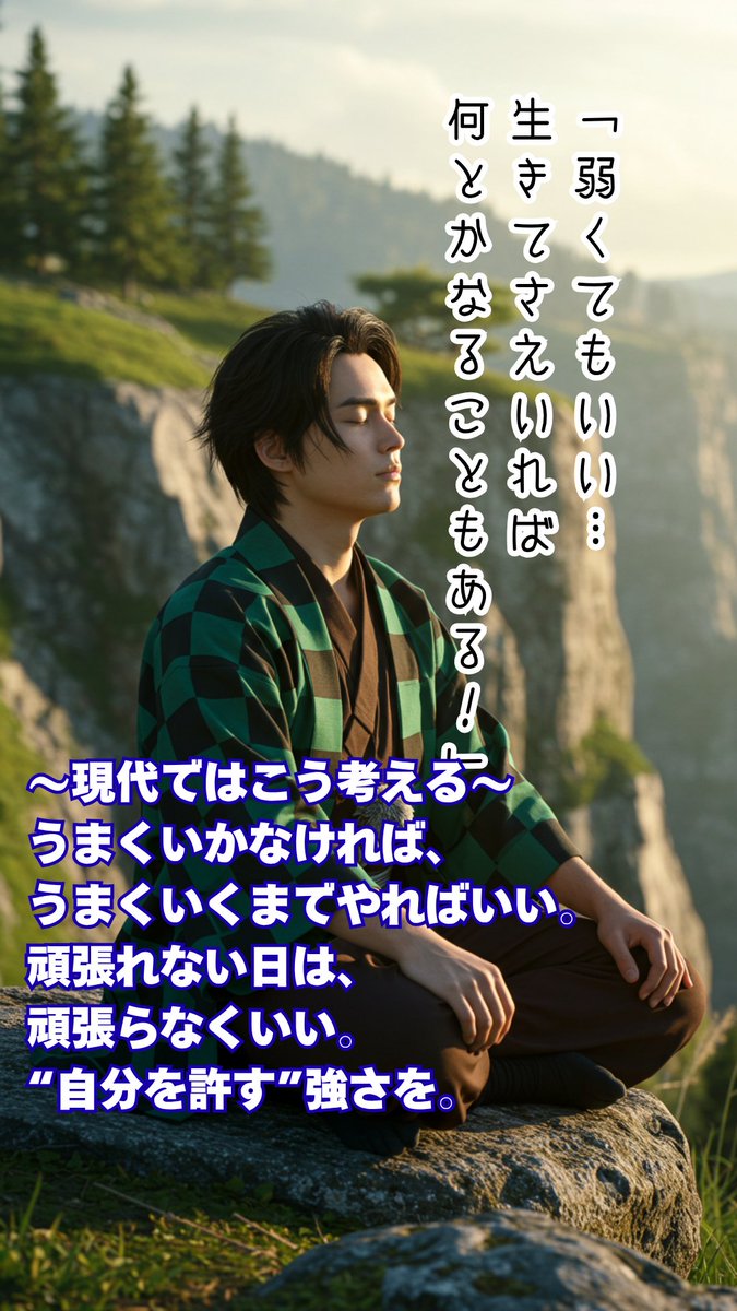 lab_update's tweet image. 【鬼滅の刃　炭治郎の言葉3】
今の時代ならこう考えるその③
#AIart #鬼滅の刃📷 #名言 #心に響く言葉 #AI再現