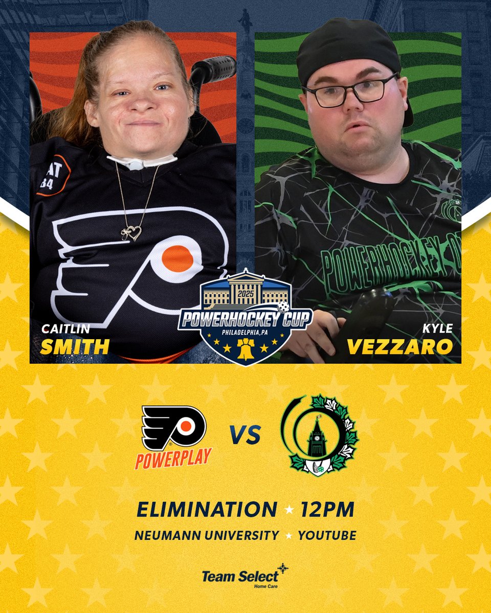 2025 Powerhockey Cup (@2025phc) on Twitter photo The playoff round starts with <a href="/FlyersPwrPlay/">Philadelphia Flyers PowerPlay</a> Orange taking on <a href="/PHOttawa/">PowerHockey Ottawa</a> at 12PM. Winner will face-off against Philadelphia PowerPlay Black in the second semifinal game at 4PM.
Watch live: youtube.com/@flyerspowerpl…
#PlayOn | #PHC25 The playoff round starts with <a href="/FlyersPwrPlay/">Philadelphia Flyers PowerPlay</a> Orange taking on <a href="/PHOttawa/">PowerHockey Ottawa</a> at 12PM. Winner will face-off against Philadelphia PowerPlay Black in the second semifinal game at 4PM.
Watch live: youtube.com/@flyerspowerpl…
#PlayOn | #PHC25