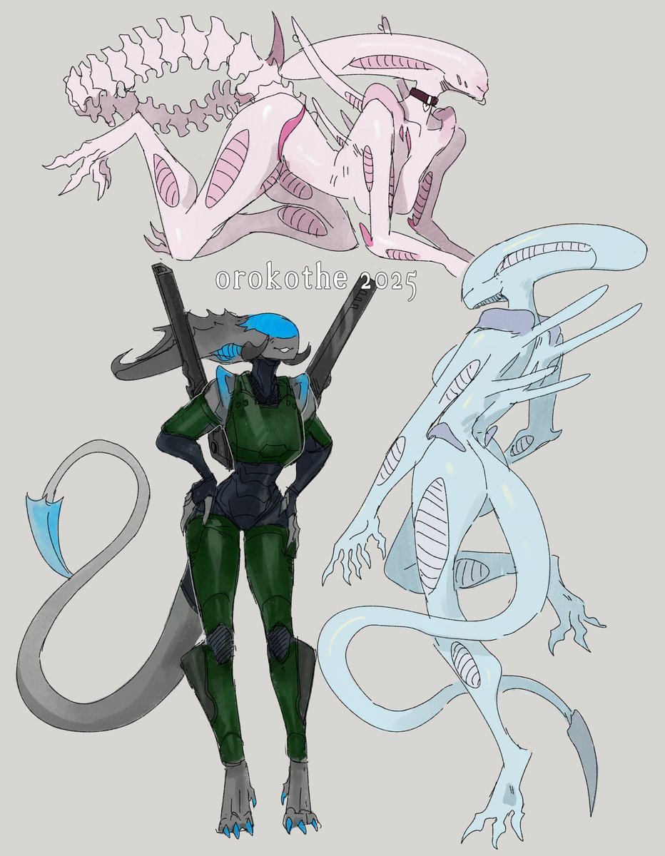 Artfight - Xenomorphs (Suzi, Cj, Mia) :)