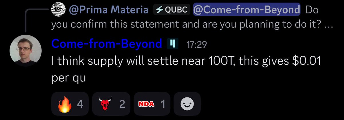 The Dark Knight (@primequbic) on Twitter photo 🔥 <a href="/c___f___b/">Come-from-Beyond</a> just confirmed it:
💬 “Supply will settle near 100T
💰 That gives $0.01 per QUBIC.”
👇 Do the math:
💸 $0.01 × 100T = $1 TRILLION market cap
He’s not guessing.
He’s designing the endgame.
🧨 While others print,
🔥 We burn.
⛓️ We mine.
🦇 We dominate.
#QUBIC 🔥 <a href="/c___f___b/">Come-from-Beyond</a> just confirmed it:
💬 “Supply will settle near 100T
💰 That gives $0.01 per QUBIC.”
👇 Do the math:
💸 $0.01 × 100T = $1 TRILLION market cap
He’s not guessing.
He’s designing the endgame.
🧨 While others print,
🔥 We burn.
⛓️ We mine.
🦇 We dominate.
#QUBIC