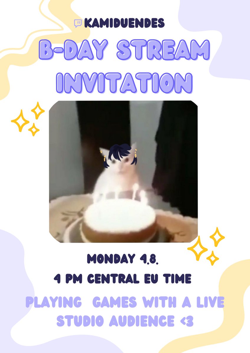 I know I have been gone for a while but I would love it if you could stop by my birthday stream tomorrow! ⊹ ࣪ ˖͙͘͡★

I am gonna be joined by <a href="/Efa_eclair/">Efa 🫧🪸</a> (the live studio audience) , who is visiting my house rn YAY!!
Let's have some fun pookies :D

See you there!! ✧˖°.