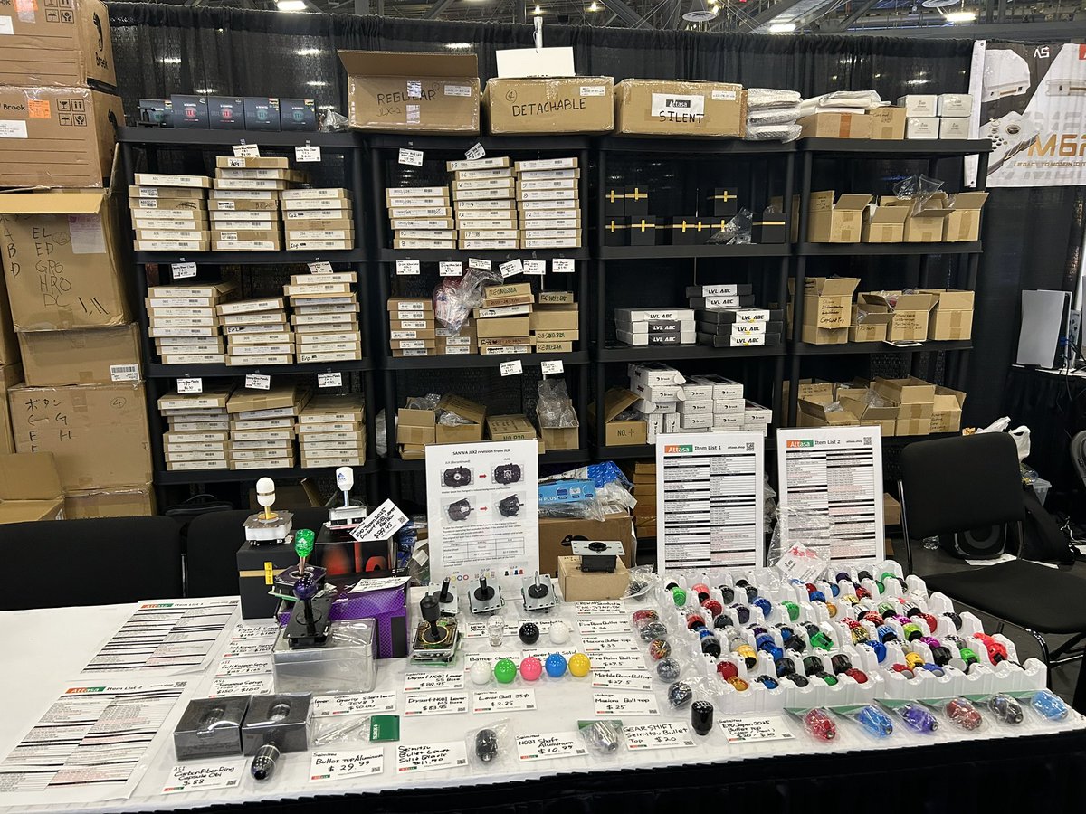Attasa's tweet image. Good morning on Day 3 of #EVO2025 

We opened Attasa booth (#E3) 

ASI #GoldenLever #LVL #VM6R
Brook #Starburst 
Gafro #Limes #LITERAS
hokage #Maziora 
Qanba #Gravity lever &amp;amp; push button
Sanwa #JLX2 
Seimitsu #NOBILever #EVOJapan 

Modding service

Test play #SAPPHIRE etc.