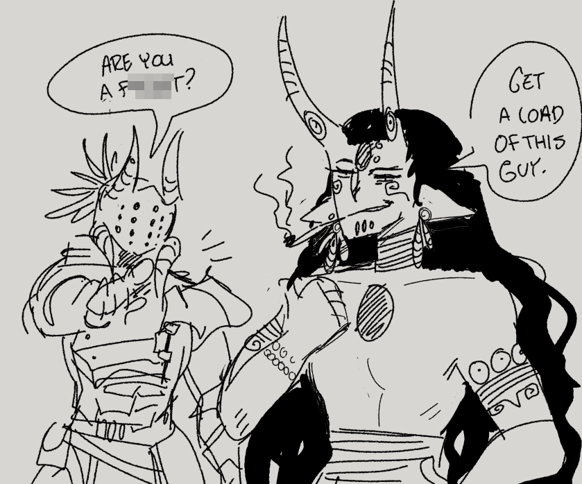 Artfight for my friend - ummm, love winss :)
Dane &amp; Xokotetl