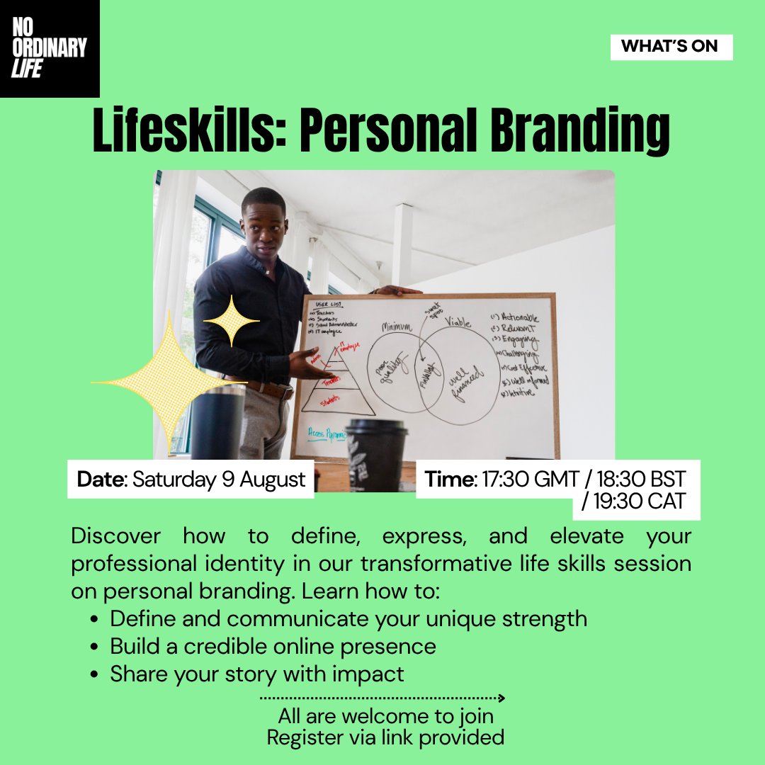 NOLdotorg's tweet photo. Announcing our #lifeskills session on #Personalbranding! Are you ready to stand out for all the right reasons?🗓️9 August, Online. Learn to: Define your strengths. Build a credible online presence. Share your story with impact. Sign up https://t.co/hXIJN3daec 
#careergoals #free https://t.co/OofCMV933k